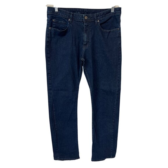 Matix Denim Jeans Size 34 Dark Wash Slim Straight Stretch Blue Denim Cotton Work - Picture 1 of 8